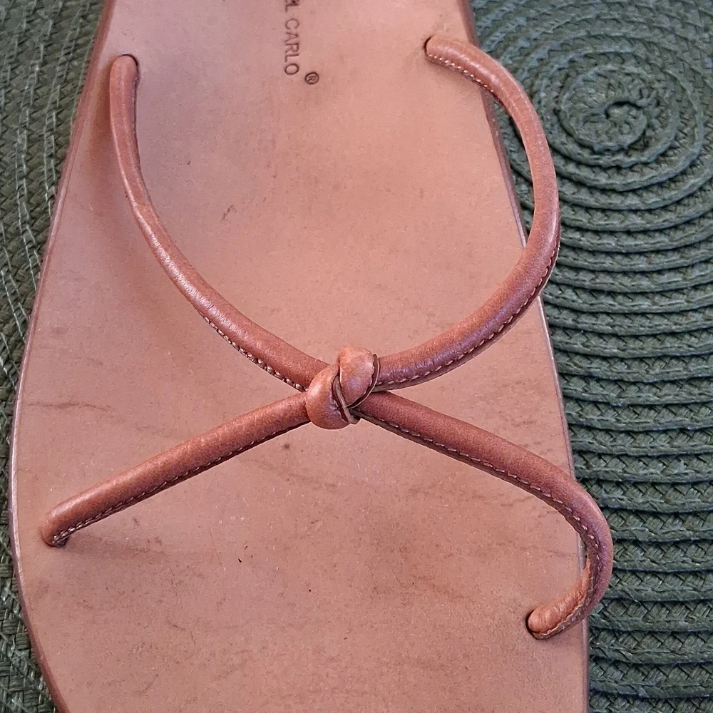 Roberto Del Carlo Tan Leather Minimalist Contemporary Euro Summer Sandals Sz 36